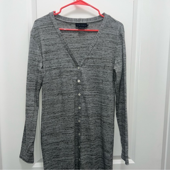 Hatch Heather Gray Ribbed Button Down Long-Sleeve Dress - Picture 2 of 8